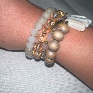 Chic Gold and Cream Ermish Bracelet Set
